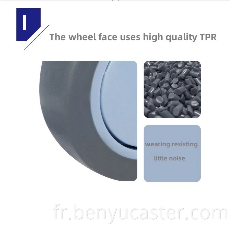 Quaity Running Medium-Dury 3/4/5 pouces plaque supérieure TPR Trolley Caster Roue